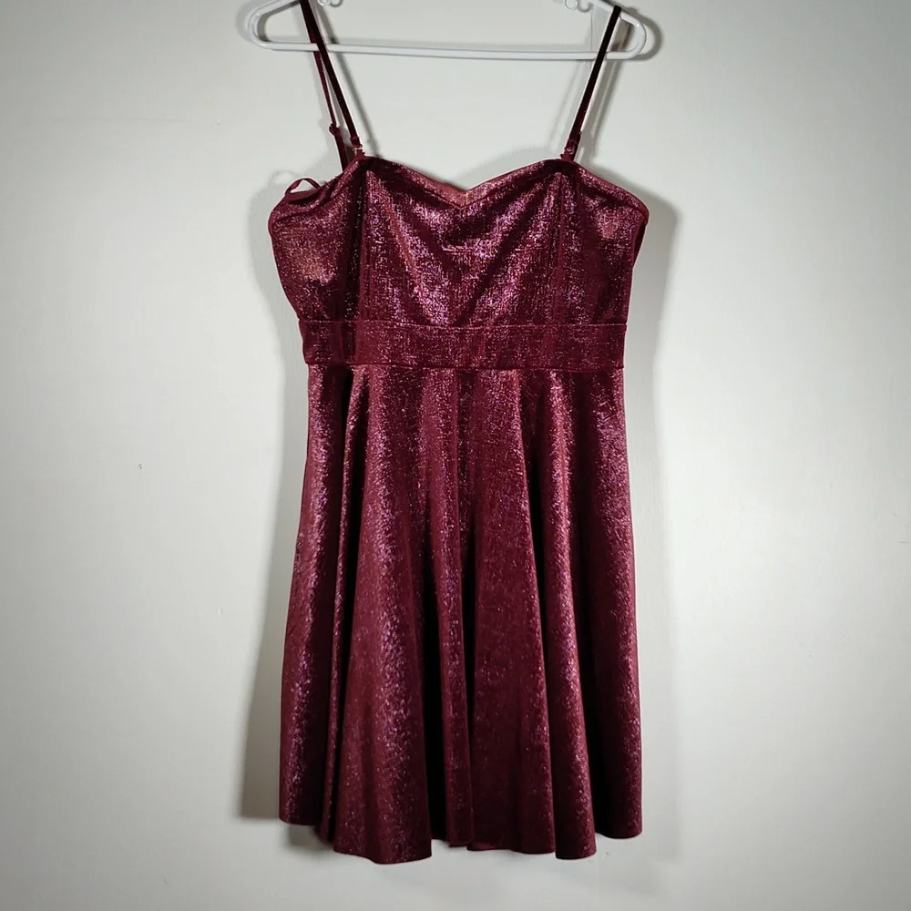 Free People Shattered Shine‎ velvet mini dress berry pink L